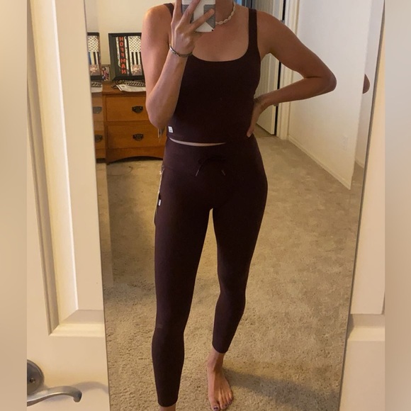 Vuori Burgundy Activewear Crop Tank and Leggings Set - Picture 5 of 6